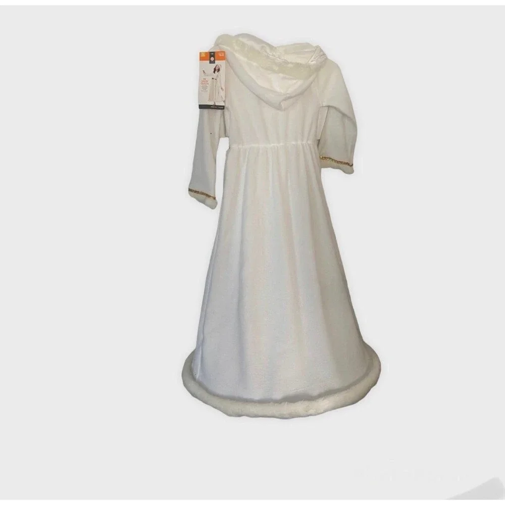 New Snow Queen Costume  White & Gold Dress Size Small (4-6x)